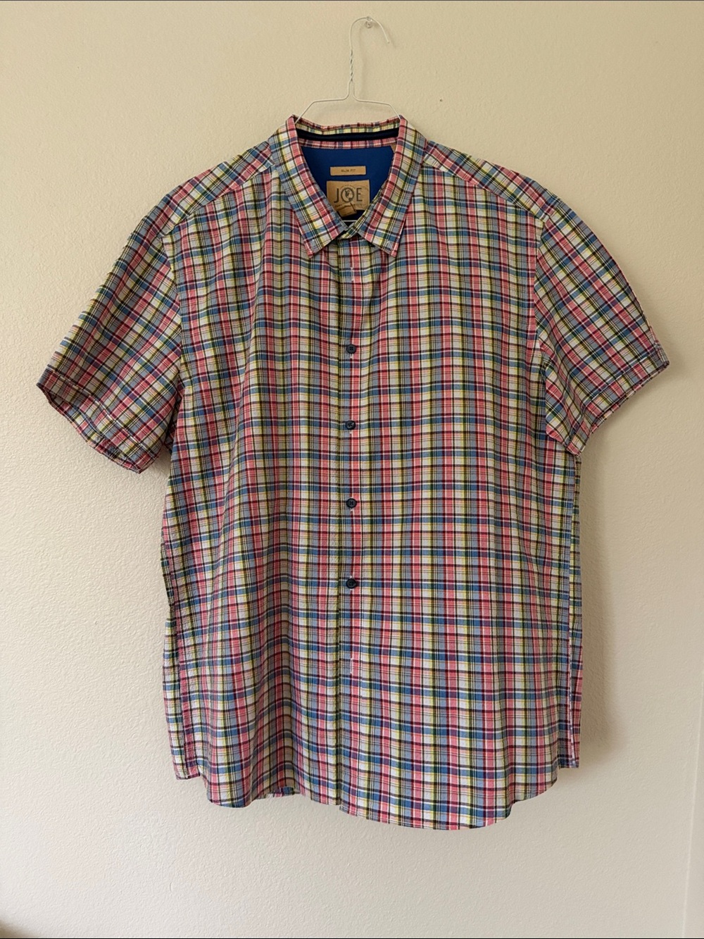 Joe Fresh Short-Sleeve Plaid Button-Down Shirt - Blue, Pink, Green XL